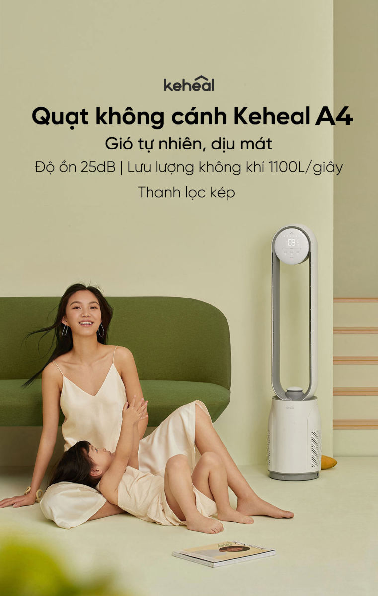 Lưu lượng không khí từ quạt đem lại 1100L/giây. Thanh lọc không khí trong nhà luôn tươi mát.