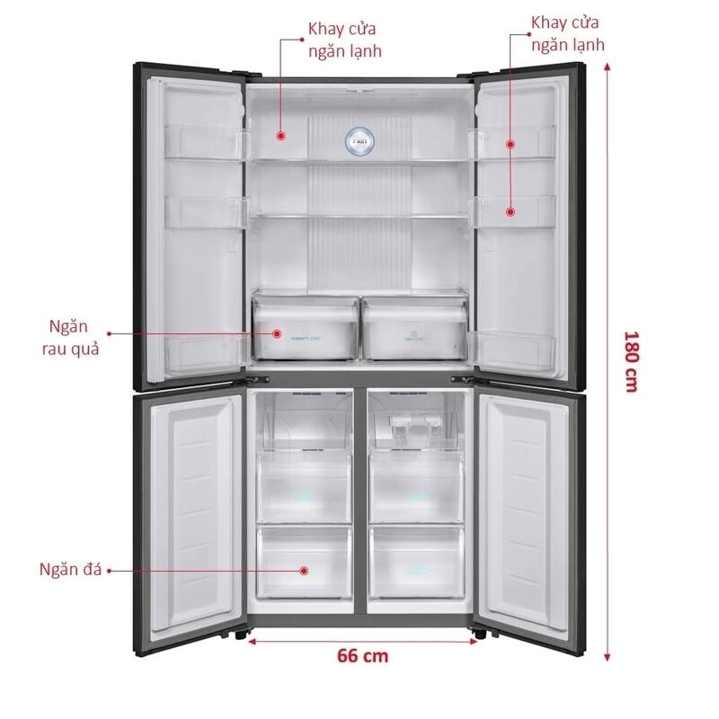 kích thước tủ lạnh 4 cánh