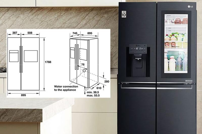 kích thước tủ lạnh 4 cánh