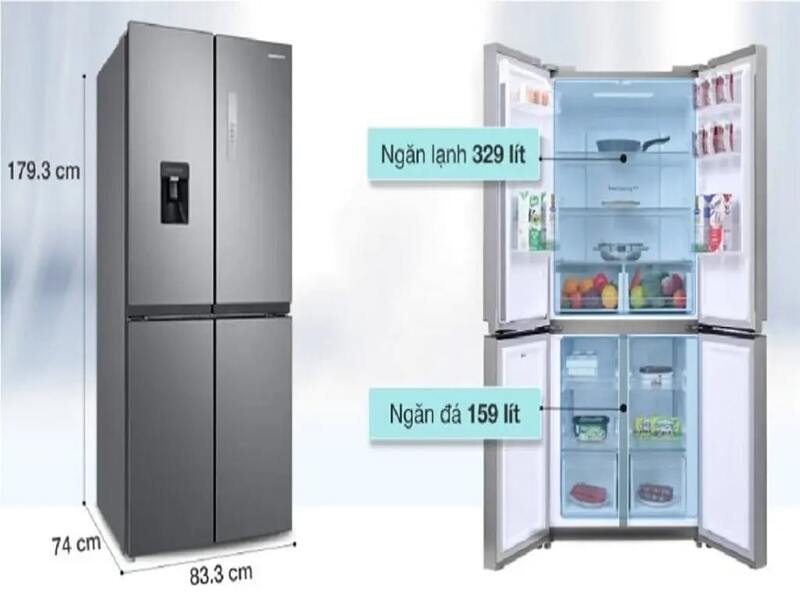 kích thước tủ lạnh 4 cánh