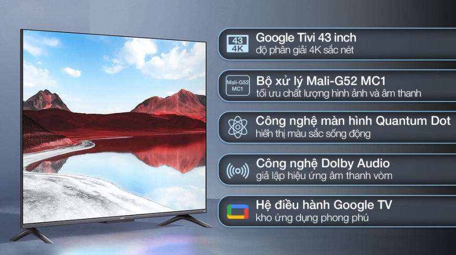 Tivi Xiaomi Google 4K QLED A Pro 43 inch 2025 - Hỗ trợ công nghệ Dolby Vision® và HDR10+