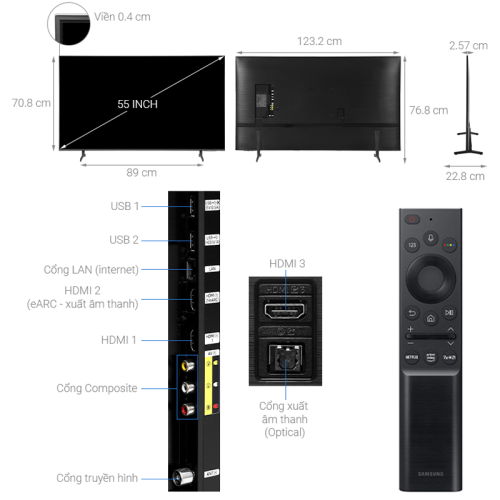 Smart Tivi Samsung 4K Crystal UHD 55 inch UA55AU8100